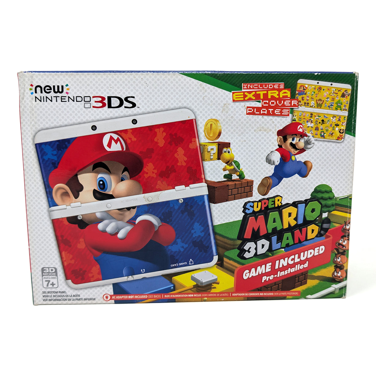 Nintendo New 3DS White Console Super Mario 3D Land Edition Box + Extra Plates