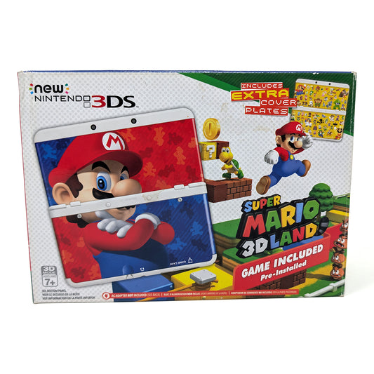 Nintendo New 3DS White Console Super Mario 3D Land Edition Box + Extra Plates